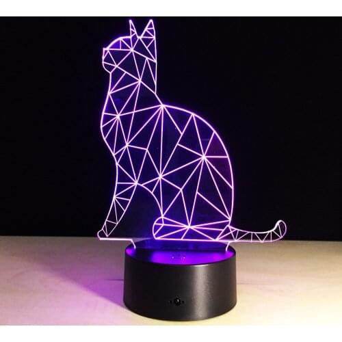 Lovely Cat 3D Night Light Touch Switch LED Animal Lamp 7 Colors USB 3D Illusion Desk Lamp Home Decor As Kids Toy Gift Dropship