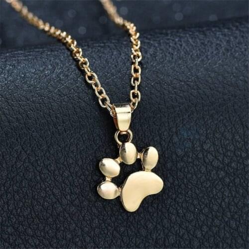 New Fashion Cute Pets Dogs Footprints Paw Pendant Necklace Jewelry Gold Animal Claw Long Chain Sweater Necklace For Women