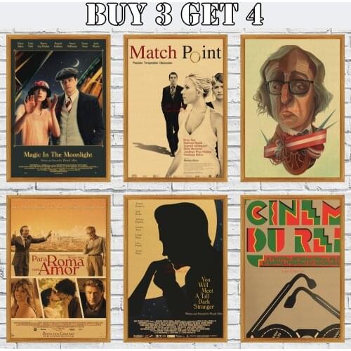 Anime Movie Poster Woody Allen Vintage Retro Painting Cafe Bedroom Living Wall Art Home Decor Quality Kraft Paper Poster