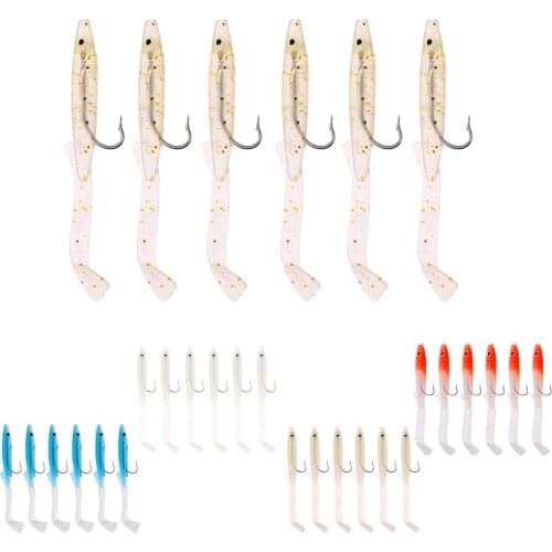 6 Pcs Soft Eel Fishing Lure Artificial Bait Jig Lures with Stainless Steel Hook Bionic Baits Lightweight and Portable Crankbait