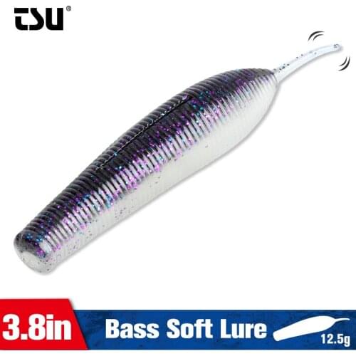 TSURINOYA 96.5mm 7pcs Heavily Salt-impregnated No Sinker Soft Bait Artificial Bass Fishing Lure High Density Long Casting Worm