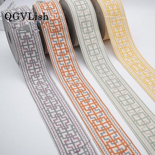 QGVLish 25M/Roll 7cm Wide Jacquard Ribbon Belt DIY For Sofa Costumes Curtain Trims Embroidery Lace Trim Material Home Decor
