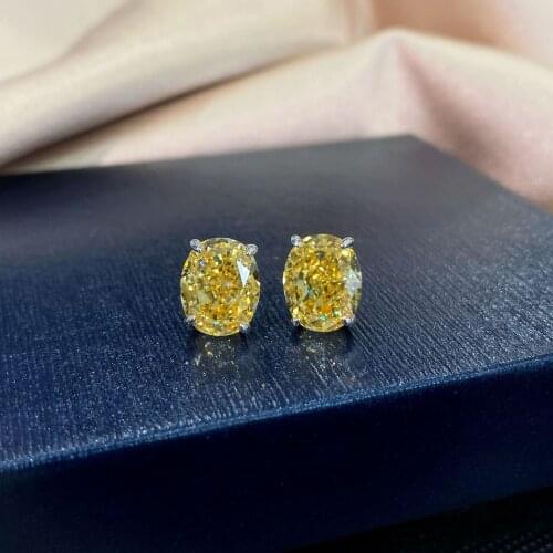 Fashion 925 Sterling Silver Earrings Oval Cut Created Moissanite Gemstone Engagement Ear Studs Earrings For Women Fine Jewelry