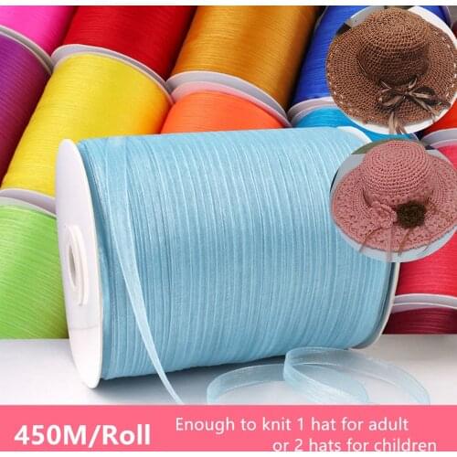 450M Chiffon ribbon Yarn For DIY Knitting Summer Hat Thread Handbags Materials Cake Gift Wrapping Ribbon