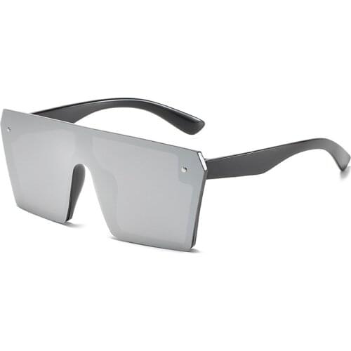 New Large Frame Plastic Fashion Sunglasses Men And Women Piece Square Sunglasses Reflective Retro Luxury Sun Glasses Uv400