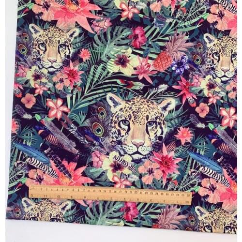 Width 145cm Panthera pardus Forest Polyester Cotton Fabric Cloth Fabric For Cloth Dress Garment Bag Home Textile DIY