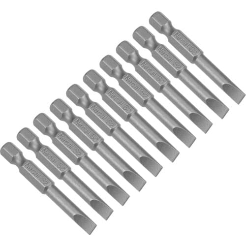 Uxcell 10 Pcs 5mm Slotted Tip Magnetic Flat Head Screwdriver Bits, 1/4 Inch Hex Shank 2-inch Length S2 Power Tool
