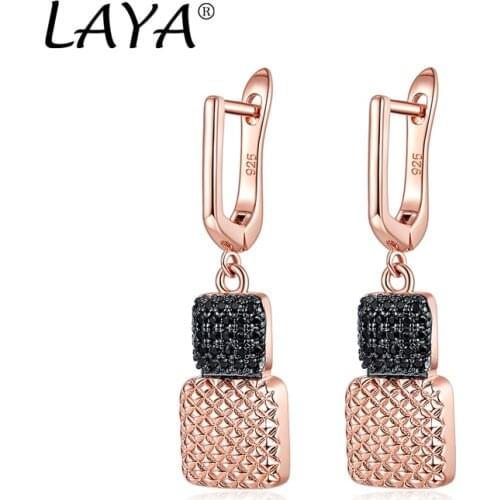 LAYA 925 Sterling Silver Fashion New Style Simple High Quality Zircon Earrings For Girls' Party Luxury Jewelry Gift