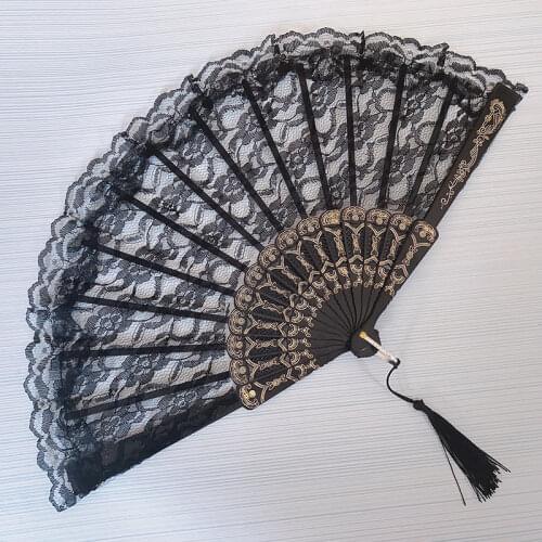 Ladies Folding Lace Hand Fan Fans of Old Wedding Decor For Home Decoration Ornament Dance Accessories