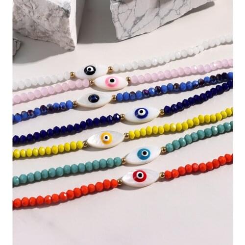 Flatfoosie Colorful Evil Eye Beaded Choker Necklace Natural Stone Beads Necklace Collar For Women Bohemian Handmade Jewelry Gift