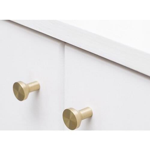 Gold Brass small handle modern minimalist wardrobe cabinet drawer pure copper small handle black round handle