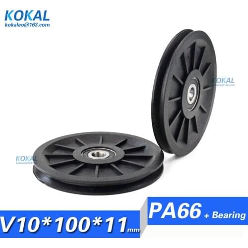 10*100*11mm 10cm wire rope wheel, crossing guide wheel, nylon hanging wheel, 6200 bearing pulley, elevator roller wheel M8 screw
