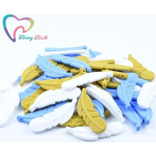 10 PCS Original Silicone Feather Teether Beads Nursing Accessories DIY Necklace Baby Shower Gift BPA Free Teether Pendant