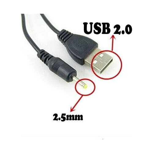 100pcs/lot USB Charge Cable To DC 2.5 Mm To Usb Plug/jack Power Cord