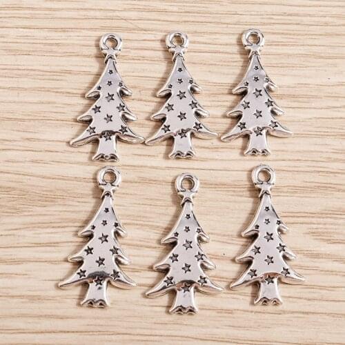 20pcs 14*26mm Metal Alloy Christmas Tree Charms DIY Jewelry Handmade Craft Star Charms for Pendants Necklaces Earrings Making