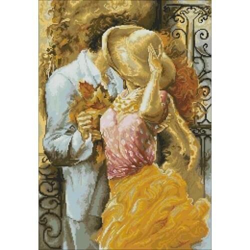 32-Luca-S B554 kiss Needlework,For Embroidery,DIY 14CT Unprinted Arts Cross stitch kits Set Cross-Stitching Home Decor