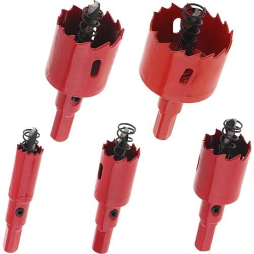 5pcs/lot 15 / 20 / 25 / 30 / 40mm Bi-metal Hole Saw Drilling Hole Cut Tool with Sawtooth and Spring for PVC Plate / woodworking