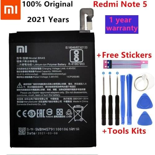 Xiao Mi BN45 Phone Battery For Xiaomi Redmi Note 5 Note5 Original Mobile Phone Batteries Free Tools+Stickers