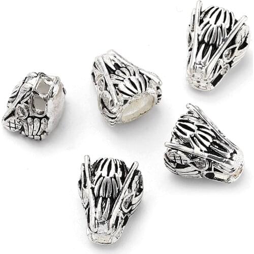 Dragon Accessories DIY Mens Bracelet Beads Jewelry Silver color Metal Accessorie Making Necklace Pendant Cubic Zirconia Hole