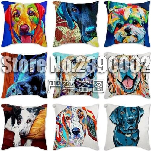 Cushion Cover Linen Canada French Bulldog Print Creative Dog Throw Pillow Case Colorful Dog Animals Home Decorative Pillowcase