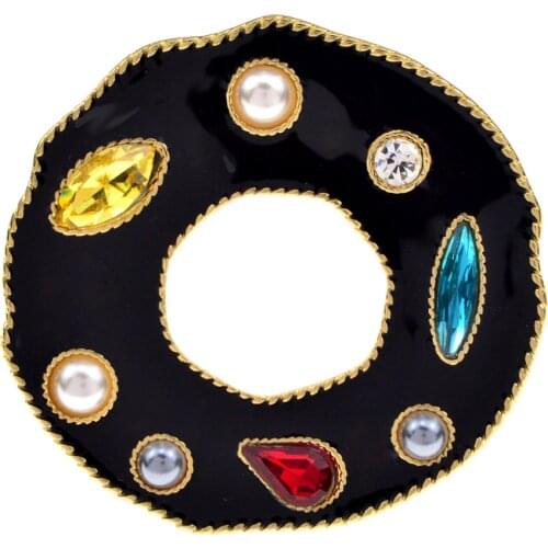 CINDY XIANG Enamel Oval Shape Brooches For Women And Men Vintage Geometric Gold Metal Rhinestone Brooch Pins Jewelry Accessories