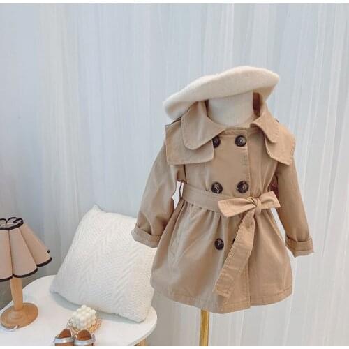2020 Spring Autumn Baby Girl Jackets Kids Fashion Solid Windbreaker For Girls Children High Quality Outwear Toddler Trench Coat
