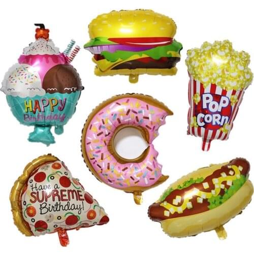 Kids Food Shape Childrens Birthday Party Balloon Donut Ice Cream Foil Balloon Sweet Dessert Aluminum Inflatable Balloons