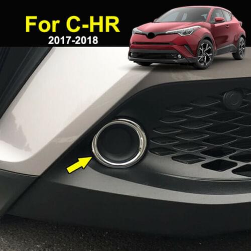 For Toyota C-HR CHR 2017-2019 Chrome Front Fog Light Lamp Cover Trim Ring Bumper