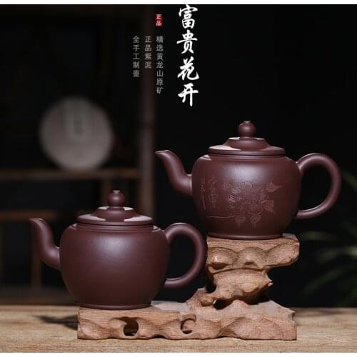 Clay teapot, raw ore, purple clay flower, rich carving, Kungfu teapot, a substitute to resist the purple clay pot