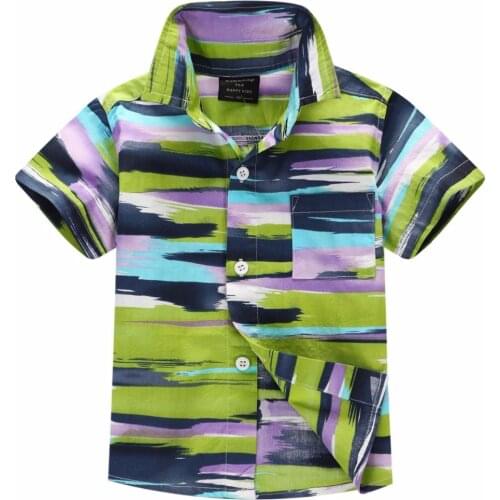 Cotton 100% floral shirt hawaiian shirt aloha shirt for boy T1704