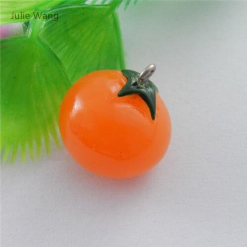 Julie Wang 5PCS Resin Tomato Fruit Charms Pendants Handmade Hanging Decoration Findings Jewelry Making Accessories
