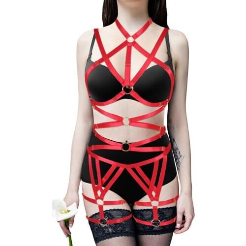Cage Bra Goth Punk Strappy Body Harness Sexy Lingerie Set Accessories Harajuku Suspender Wedding Garter Stocking Rave Outfit