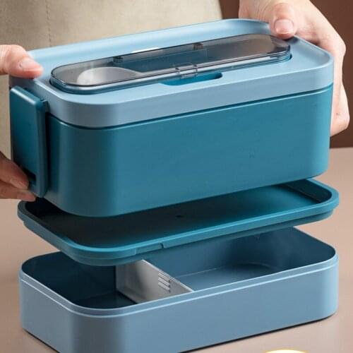 Square Plastic Lunch Box Healthy Eco Friendly Japanese Kitchen Microwave Heated Bento Boite Rangement Home Decoration EC50FH
