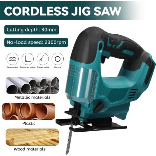 Cordless Jigsaw Adjustable Speed Portable Multi-Function Outdoor Electric Jigsaw Metal and Wood Jigsaw Woodworking Power Tool