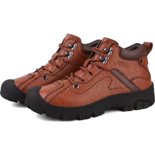 Outdoor climbing cotton shoes men winter warm plus velvet high to help non-slip outdoor climbing snow boots mens casual shoes