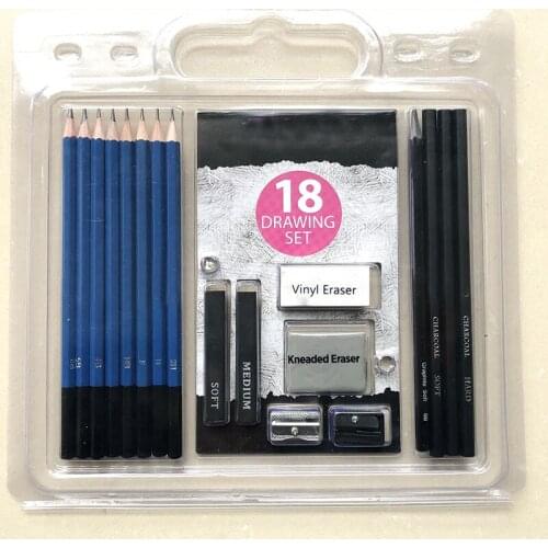 18Pcs Sketch Pencil Set Professional Sketching Drawing Kit Wood Pencil Bags For Painter School Students Sketching Art Supplies