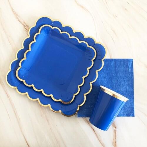 Square Petal Disposable Tableware Set Paper Plate Paper Cup Paper Towel Birthday Party Festival Celebration