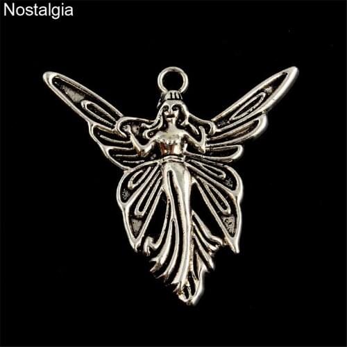 Nostalgia 5Pcs Butterfly Charms Angel Wings Fairy Metal Crafts For Women Handmade Pendants Jewelry Making 38*30MM