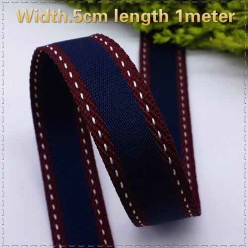 New Style Good quality 1.5cm Width Dark Blue and Red wine polyester Ribbon Webbing Sewing For Garment DIY Accessories 1meter