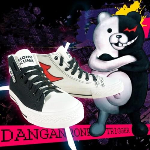 Anime Danganronpa: The Animation Cosplay Shoes Unisex Monokuma Cosplay Canvas Shoes Halloween Carnival Party Daily Leisure Shoes