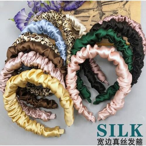 Good Quality Silk Headband Pure Mulberry Silk Headwear Hair Accessories Widened Edge Silk Hairband Silk Scrunchie