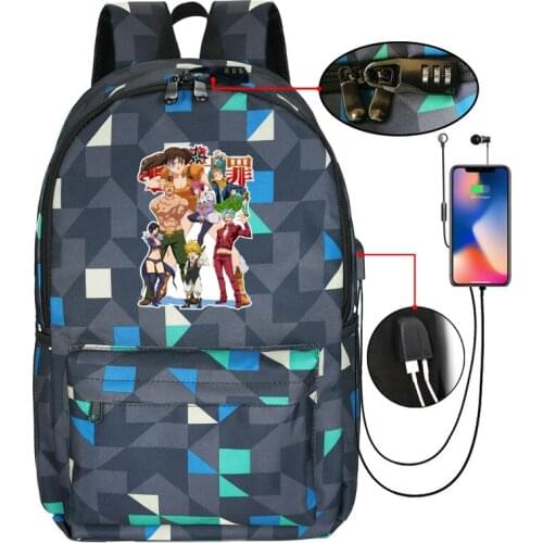 Anime The Seven Deadly Sins Backpack Nanatsu No Taizai Rucksack Men Students School Bags USB Mochila