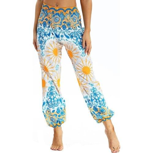 Womens Harem Casual Yoga Pants,Loose Beach Trousers Casual Beach Boho Vintage Hippie Bohemian Pilate Pants