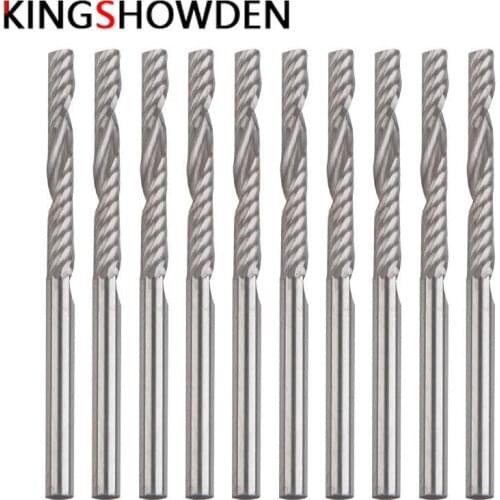 10pcs 3.175mm 1/8" Single Flute Spiral End Mill Cutter CNC Bit 25mm Single-Edge Milling Cutter Extended