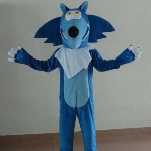Happy Carnival Mascot Halloween Cartoon Blue Wolf Cosplay Performance Costume Adult Use Birthday Advertising Parade Set