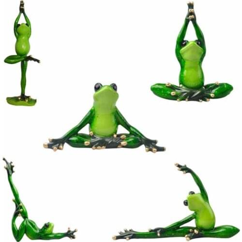 Home Decoration Kawaii Yoga Frogs Figurine Girls Dream Modern Resin Home Sculpture Dolls Resin Model Odd Gifts Crafts Animal