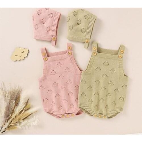 Knitted Baby Romper Newborn Baby Boys Girls Romper Clothes Sleeveless Infant Baby Jumpsuit With Hat Toddler Overalls Playsuit