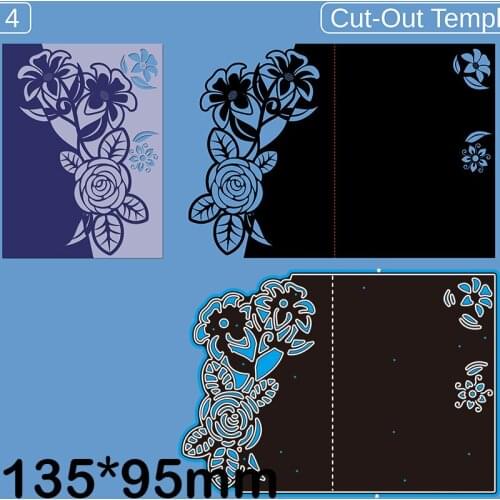Cutting Dies Hollow Flower Card Stencil Craft for Scrapbook Stamps Dies Embossing Paper Gift Card 135*95mm