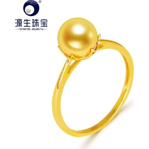 YS 14k Solid Gold 7-7.5mm Japanese Akoya Pearl Ring Wedding Fine Jewelry