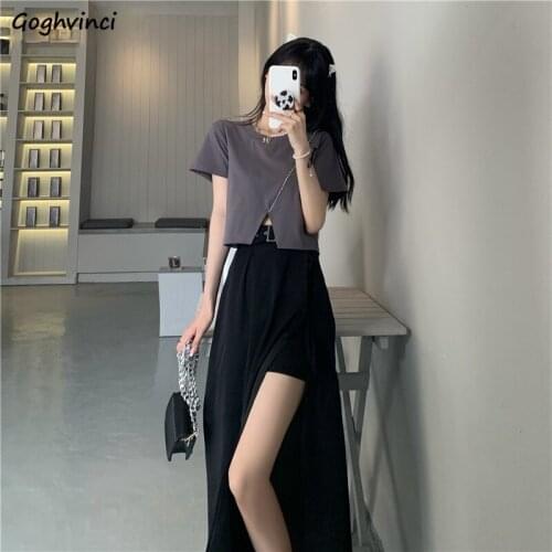 Skirts Women Sashes Design Girlish Black Harajuku Preppy Summer Side Split Streetwear Cool New Casual Mid-calf A-line Trendy Ins